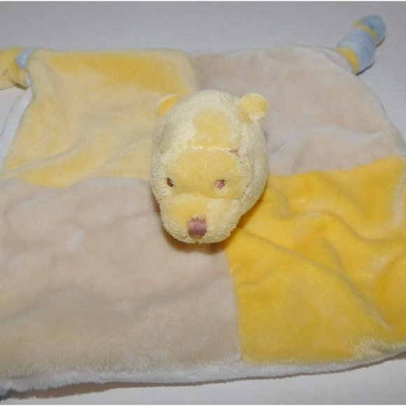 Disney Baby Winnie the Pooh Tan Yellow knotted Corners Plush Security Blanket - Picture 3 of 6